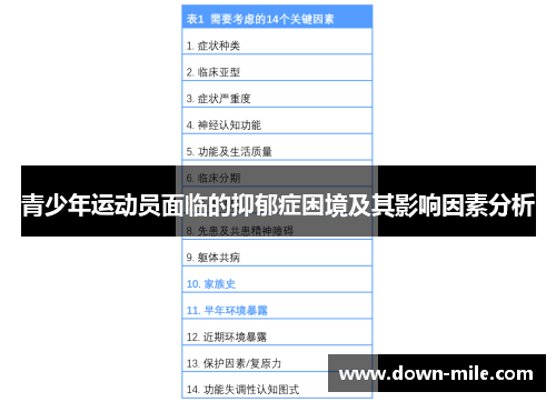 青少年运动员面临的抑郁症困境及其影响因素分析